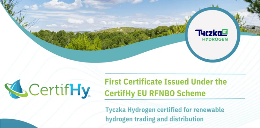 Tyczka Hydrogen Becomes First Company Certified Under the CertifHy EU RFNBO Scheme