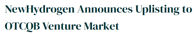 NewHydrogen Announces Uplisting to OTCQB Venture Market