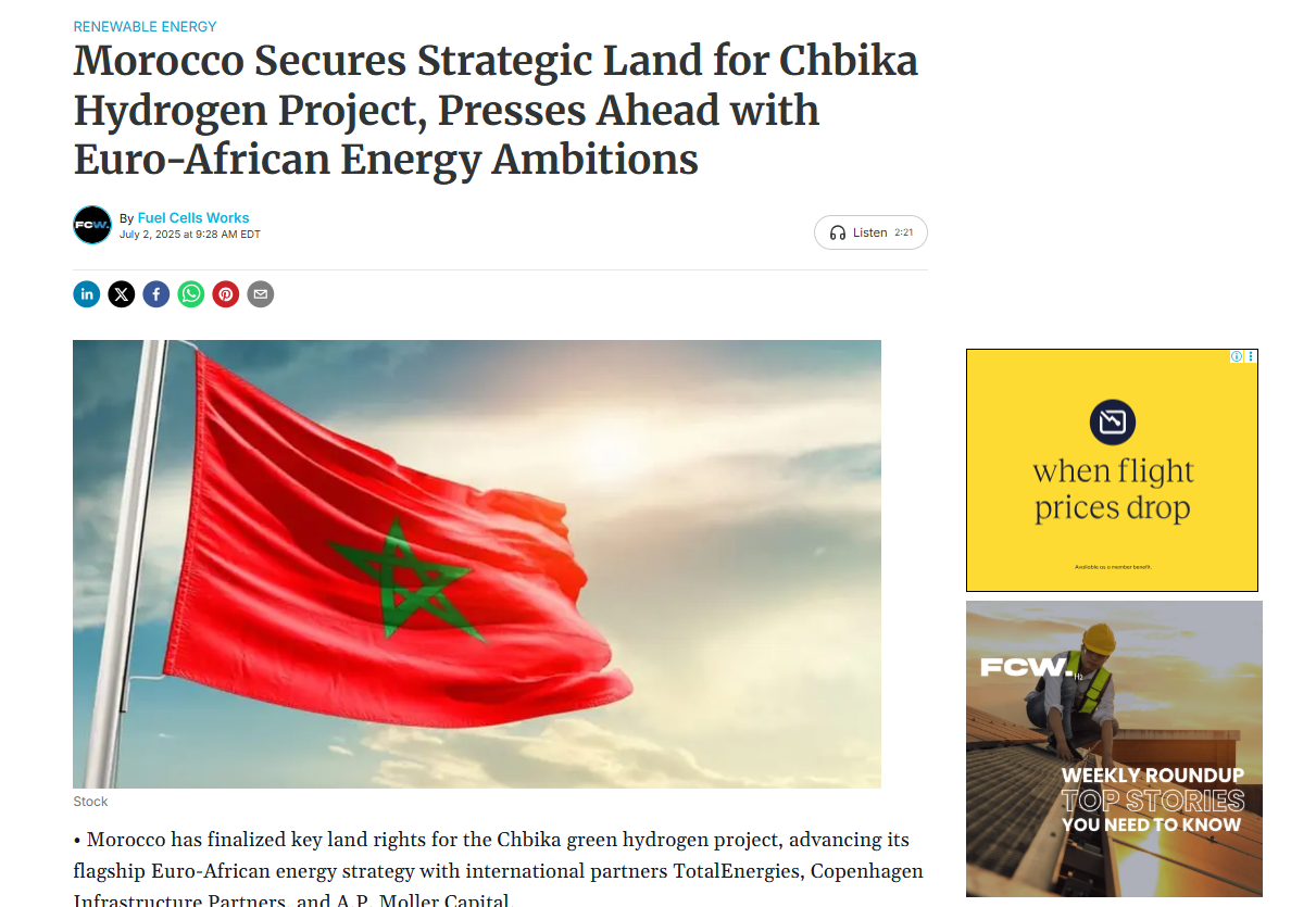 Morocco Secures Strategic Land for Chbika Hydrogen Project, Presses Ahead with Euro-African Energy Ambitions