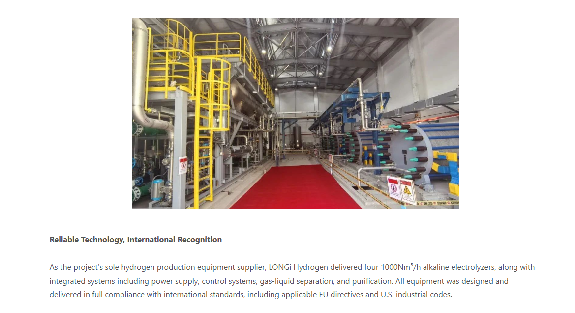 Green Hydrogen Flows! First 4-to-1 1000Nm³/h Electrolyzer System by LONGi Hydrogen Now Operating Internationally