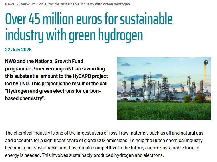Over 45 million euros for sustainable industry with green hydrogen