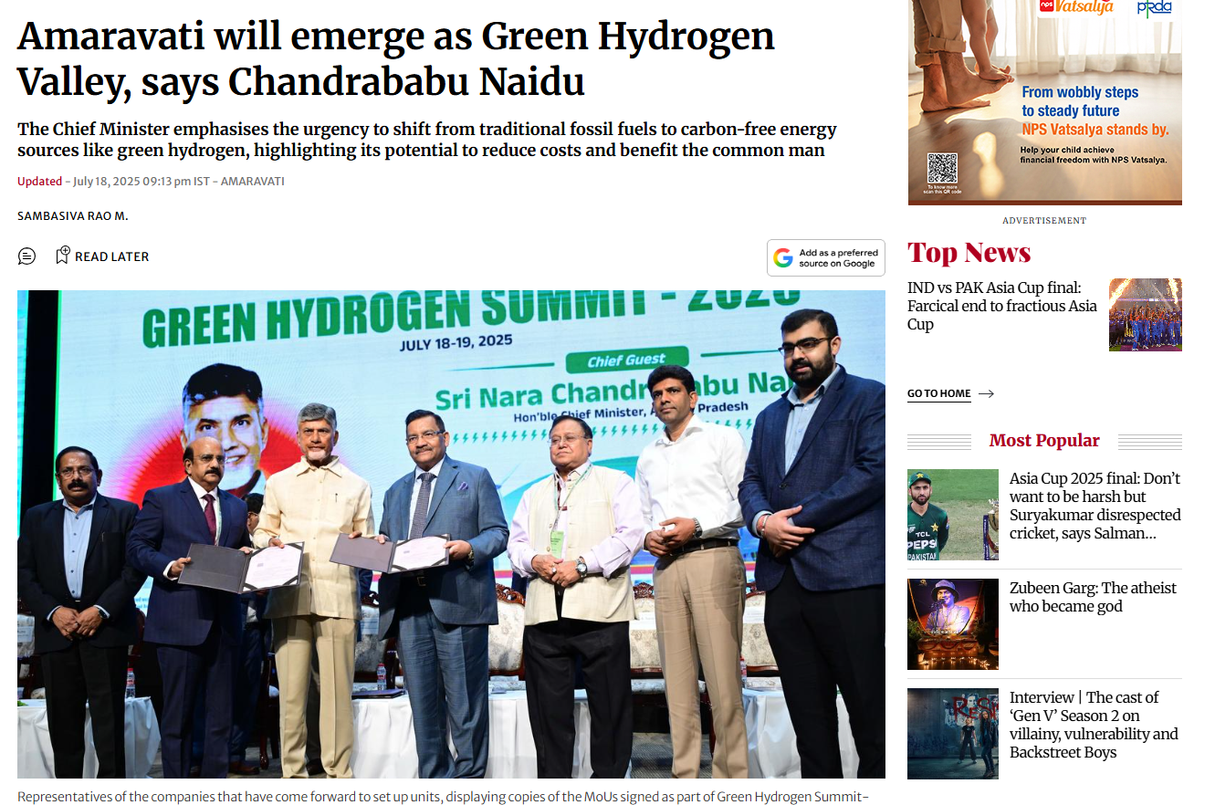 Amaravati will emerge as Green Hydrogen Valley, says Chandrababu Naidu