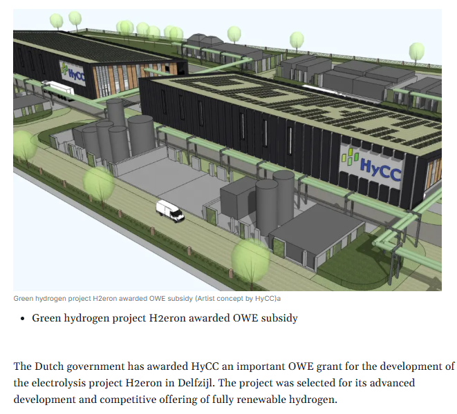 HyCC Wins Dutch Grant for 90-MW H2eron Green Hydrogen Project in Delfzijl