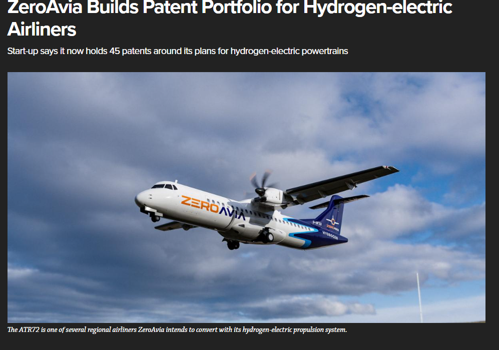ZeroAvia Builds Patent Portfolio for Hydrogen-Electric Airliners