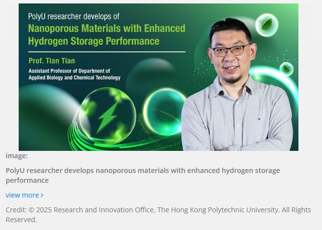 PolyU researcher develops nanoporous materials with enhanced hydrogen storage performance