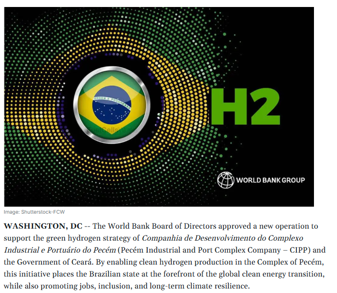 World Bank Supports Ceará’s Green Hydrogen Strategy to Boost Economic Transformation
