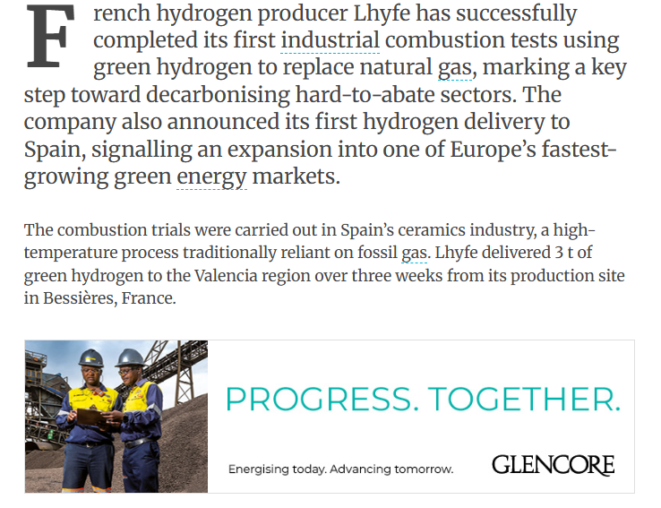 Lhyfe completes first hydrogen combustion tests, delivers green hydrogen to Spain