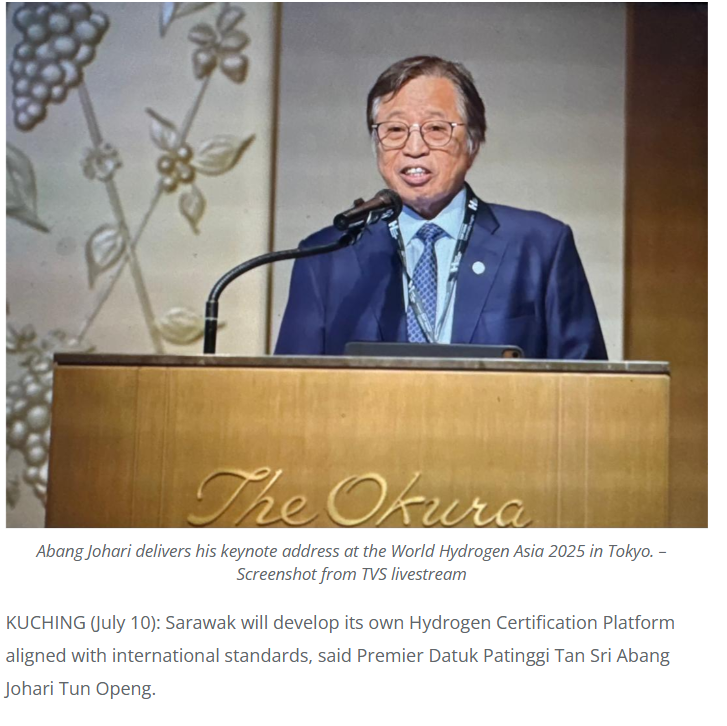 Abg Jo: Sarawak to develop own Hydrogen Certification Platform, aligned with international standards