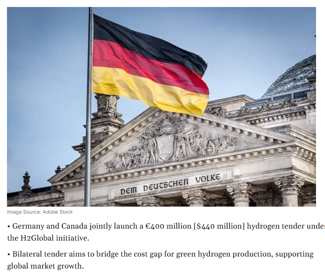 German Government Launches Consultation on €400M Green Hydrogen Auction with Canada