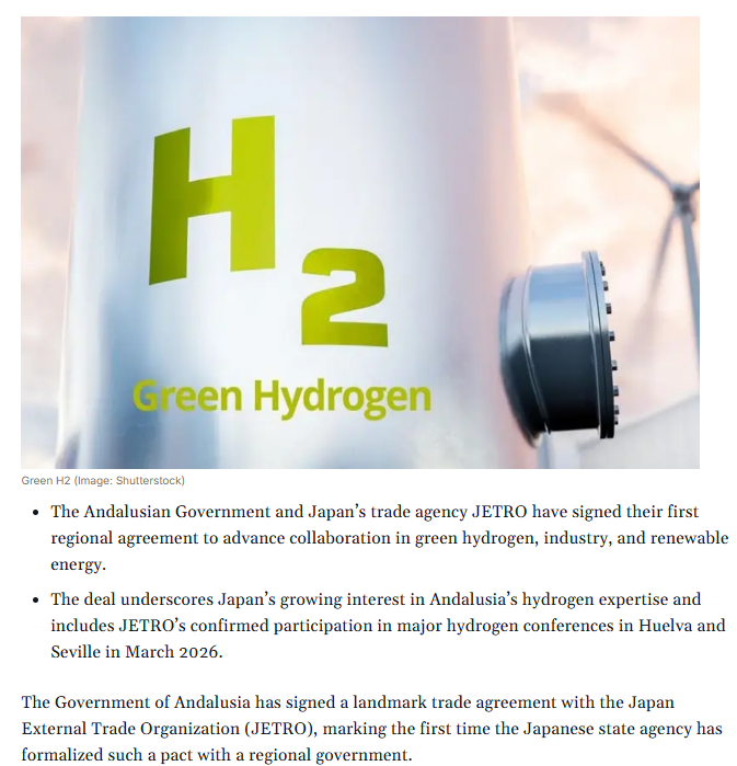 Andalusia-Japan Pact Aims to Expand Green Hydrogen Cooperation and Funding