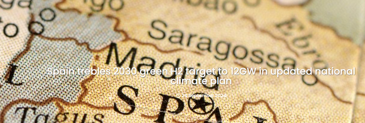 Spain trebles 2030 green H2 target to 12GW in updated national climate plan