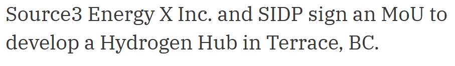 Source3 Energy X Inc. and SIDP sign MoU for hydrogen hub