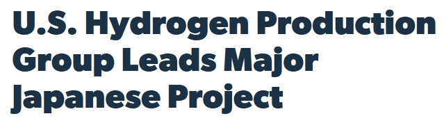 U.S. Hydrogen Production Group Leads Major Japanese Project