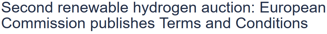 Second renewable hydrogen auction: European Commission publishes Terms and Conditions