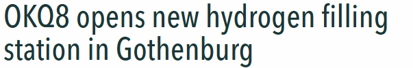 OKQ8 opens new hydrogen filling station in Gothenburg