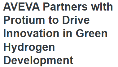 AVEVA Partners with Protium to Drive Innovation in Green Hydrogen Development